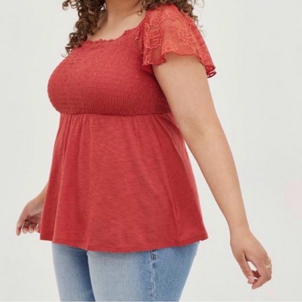 NWT Torrid burnt orange Lace Accent Blouse